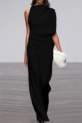 Casual Solid Patchwork Half A Turtleneck Boot Cut Jumpsuits
