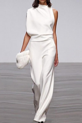 Casual Solid Patchwork Half A Turtleneck Boot Cut Jumpsuits