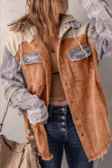 Casual Solid Draw String Turndown Collar Outerwear