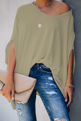 Casual Solid Split Joint One Shoulder T-Shirts(6 colors)