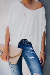 Casual Solid Split Joint One Shoulder T-Shirts(6 colors)
