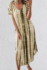 Casual Print Split Joint V Neck Straight Dresses(5 colors)