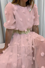 Casual Solid Split Joint O Neck Cake Skirt Dresses