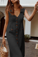 Casual Solid Split Joint Turndown Collar Straight Dresses