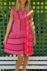 Casual Print Split Joint V Neck Straight Dresses(4 colors)