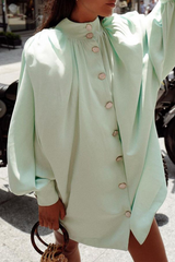 Casual Solid Buckle Half A Turtleneck Shirt Dress Dresses(5 colors)