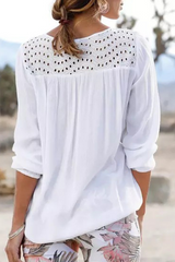 Casual Solid Patchwork V Neck Tops