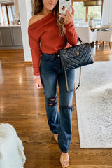 Fashion Casual Solid Off the Shoulder Tops