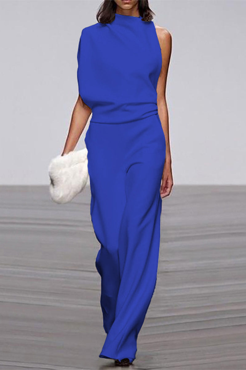 Casual Solid Patchwork Half A Turtleneck Boot Cut Jumpsuits