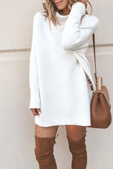 Casual Elegant Solid Color Turtleneck One Step Skirt Dresses(4 Colors)