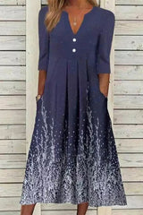 Casual Print Printing V Neck A Line Dresses
