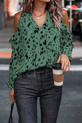 Work Elegant Print Frenulum V Neck Tops(6 Colors)