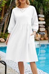 Casual Simplicity Solid Color O Neck A Line Dresses(8 Colors)