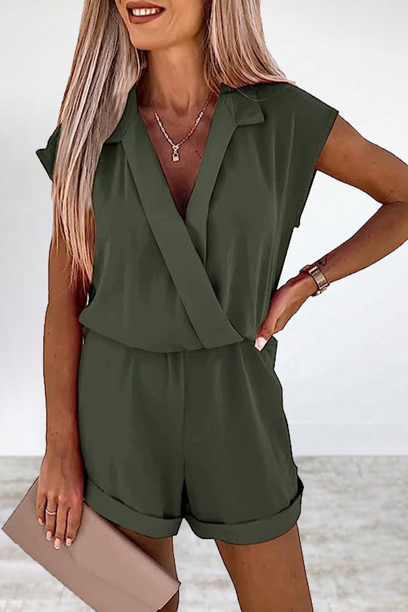 Casual Solid Solid Color V Neck Loose Jumpsuits(7 Colors)