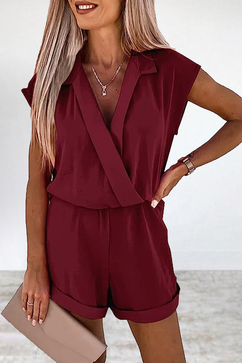 Casual Solid Solid Color V Neck Loose Jumpsuits(7 Colors)