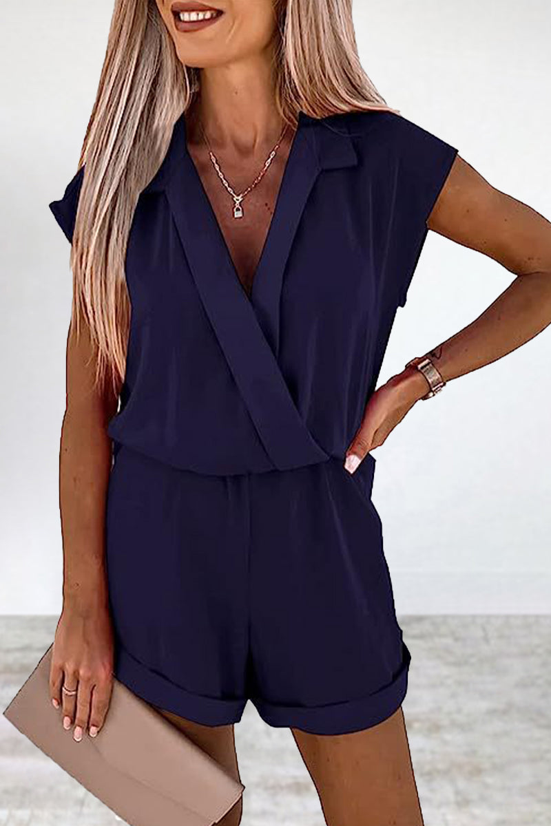 Casual Solid Solid Color V Neck Loose Jumpsuits(7 Colors)