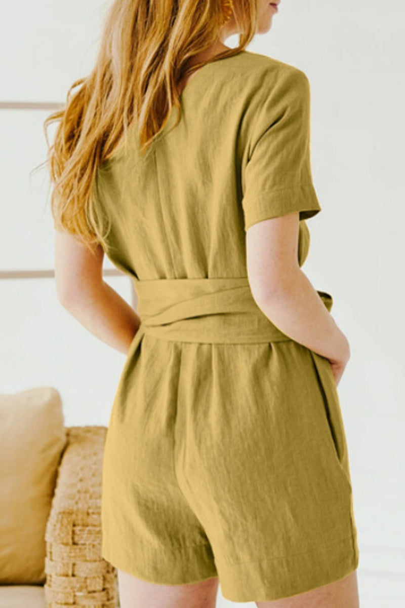 Casual Solid Pocket Frenulum O Neck Regular Jumpsuits(3 Colors)