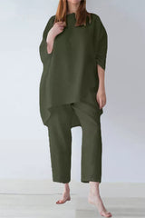 Casual Solid Solid Color O Neck Half Sleeve Two Pieces