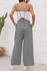 Casual Daily Simplicity Solid Frenulum U Neck Loose Jumpsuits
