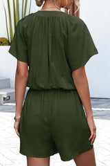 Casual Daily Solid Buttons O Neck Loose Jumpsuits
