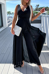 Casual Solid Solid Color V Neck Regular Jumpsuits