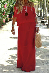 Casual Daily Solid Solid Color Off the Shoulder Beach Dress Short Sleeve Dress