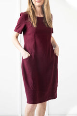 Casual College Print Pocket O Neck Short Sleeve Dress