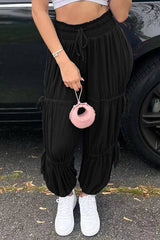 Casual Solid Patchwork Frenulum Fold High Waist Pencil Solid Color Bottoms