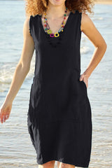 Casual Daily Solid Pocket U Neck Vest Dress Dresses(5 Colors)