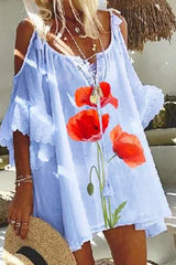 Sexy Casual Print Patchwork O Neck Dresses