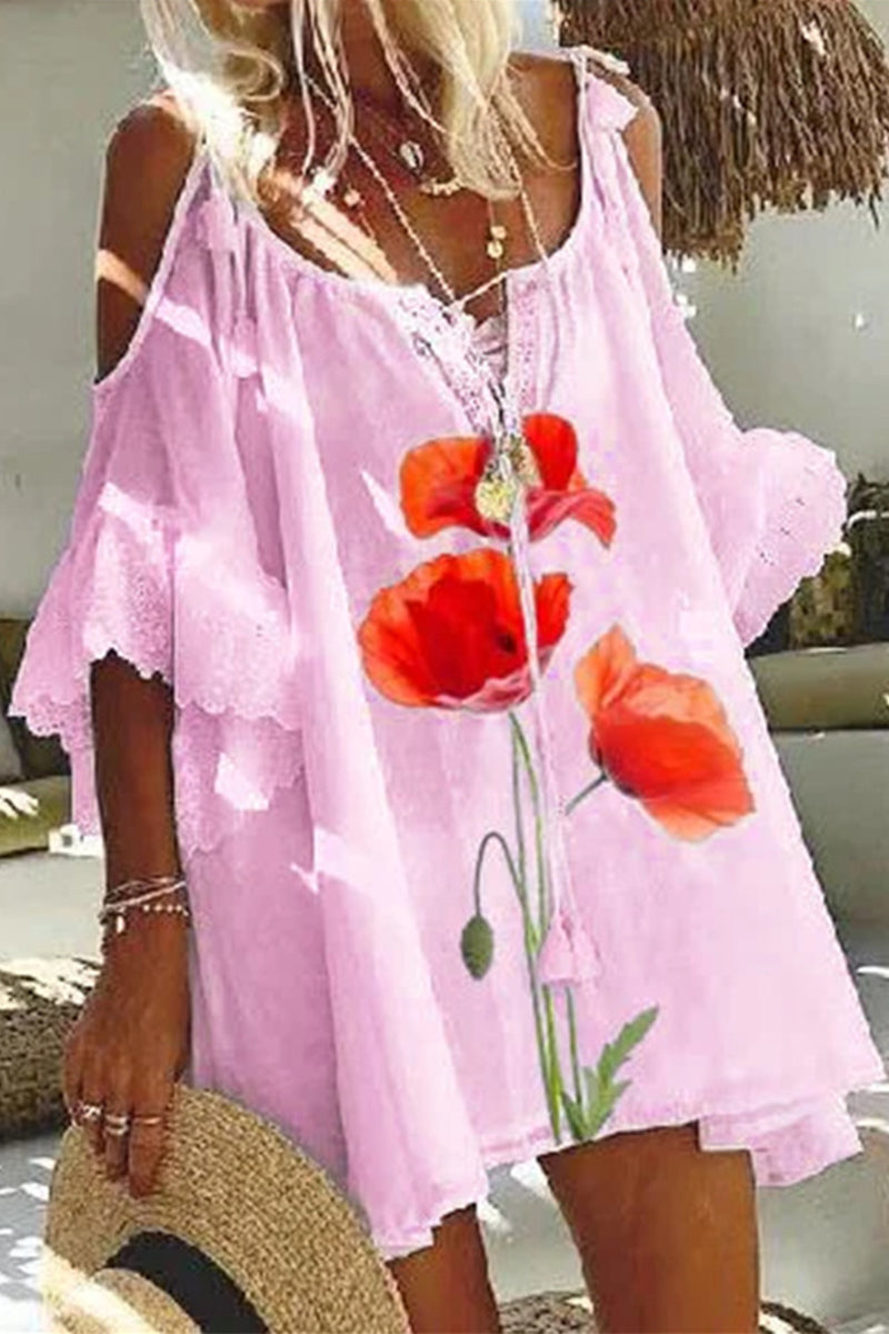 Sexy Casual Print Patchwork O Neck Dresses