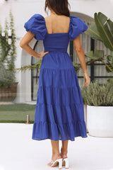 Casual Simplicity Solid Backless Off the Shoulder A Line Dresses