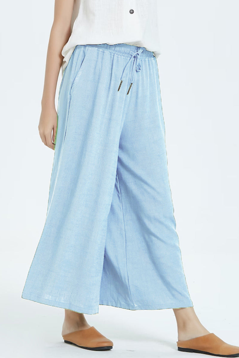 Casual Simplicity Solid Make Old Loose High Waist Wide Leg Solid Color Bottoms(8 Colors)