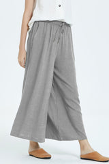 Casual Simplicity Solid Make Old Loose High Waist Wide Leg Solid Color Bottoms(8 Colors)