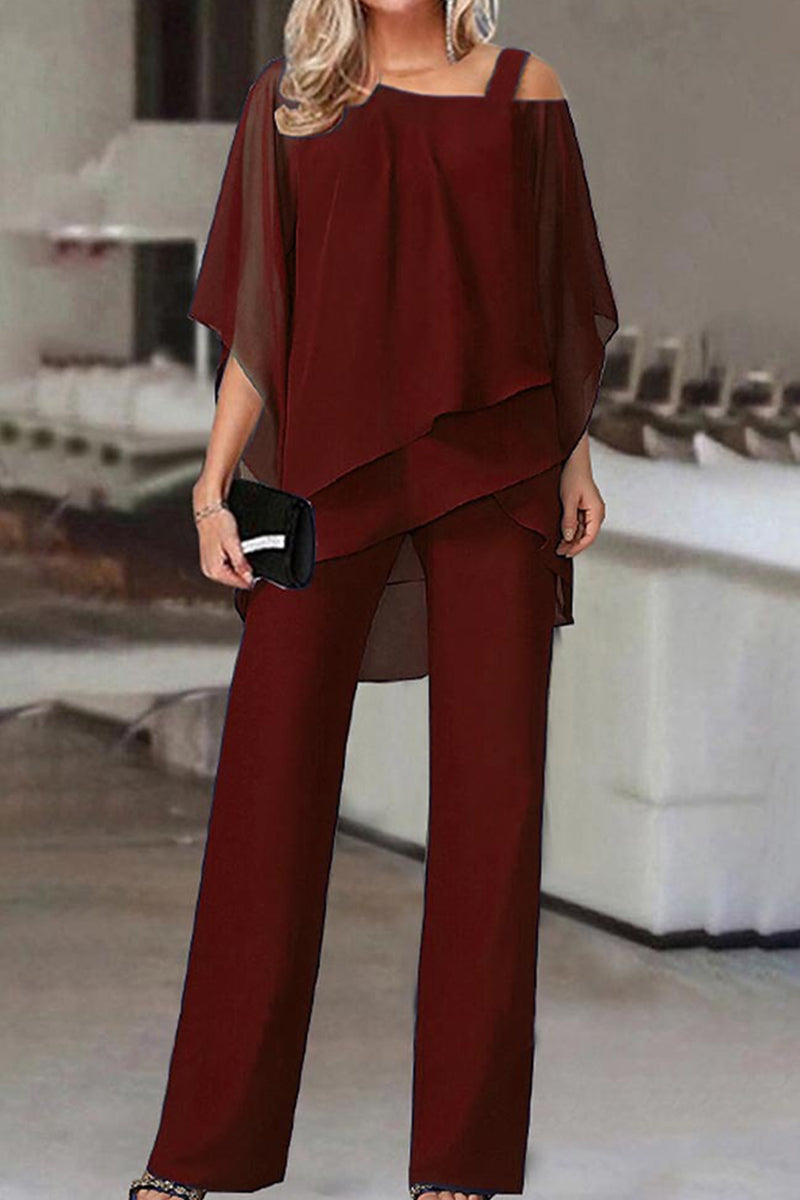 Casual Solid Patchwork Oblique Collar Two Pieces(5 Colors)