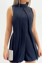 Casual Solid Patchwork Half A Turtleneck Regular Romper