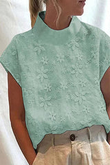Casual Simplicity Solid Embroidered O Neck Tops