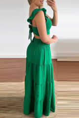 Casual Solid Backless Square Collar Sleeveless Two Pieces