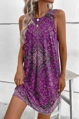 Casual College Geometric Print Buttons U Neck Irregular Dress Dresses(3 Colors(