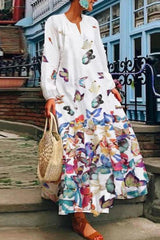 Elegant College Geometric Printing O Neck Printed Dress Dresses