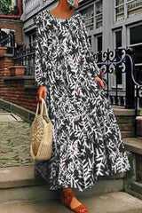 Elegant College Geometric Printing O Neck Printed Dress Dresses