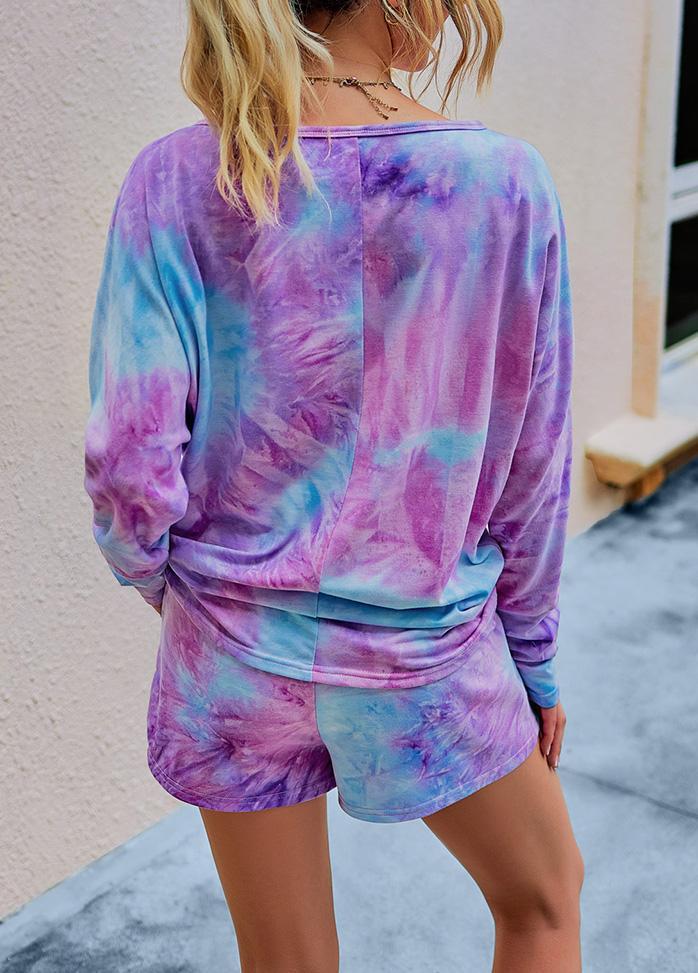 Gradient Long Sleeve Top And Short Pants Set