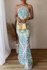 Sexy Bohemian Geometric Printing Halter Printed Dress Dresses