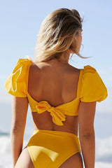 Puff Sleeve Knot Bikini Set