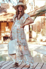 Boho Maxi Dress, Gown, Fiona in Dusty White Cream