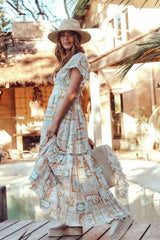 Boho Maxi Dress, Gown, Fiona in Dusty White Cream