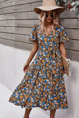 Boho Midi Dress, Sundress, Be a Wildflower in Navy Blue