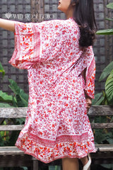 Boho Robe, Kimono Robe,  Beach Cover up, Cherry Blossom in Pink