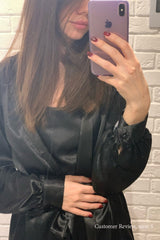 Boho Pajamas,  Satin Robe, Lourdes Black Lantern