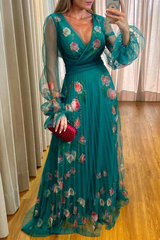 Elegant Floral Fold A Line Dresses
